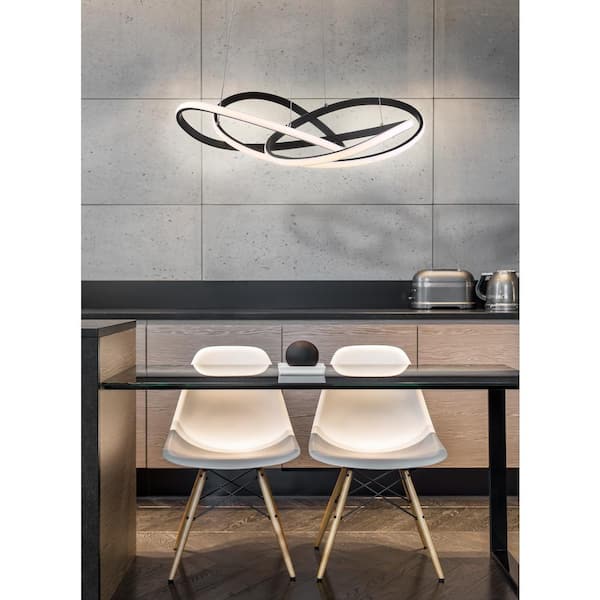 Alexia 25 in. Black Abstract Integrated LED Metal Adjustable Pendant