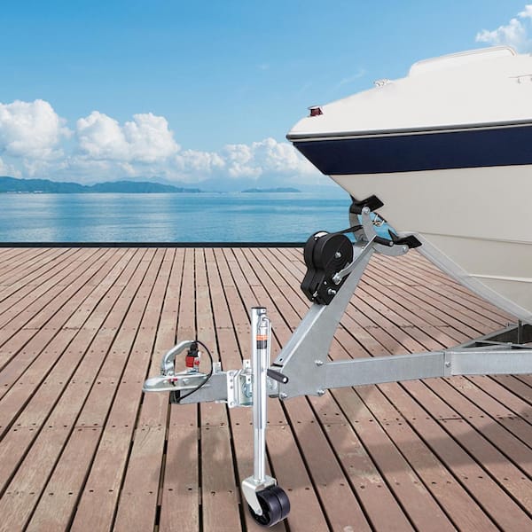 Boat Trailer Jack 35 in. Bolt-on Trailer Tongue Jack 2000 lbs. Capacity with PP Wheel and Handle for lifting RV Trailer