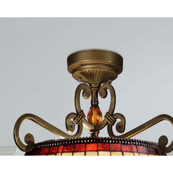 Baroque 2-Light Antique Golden Sand Semi-Flush Mount Light