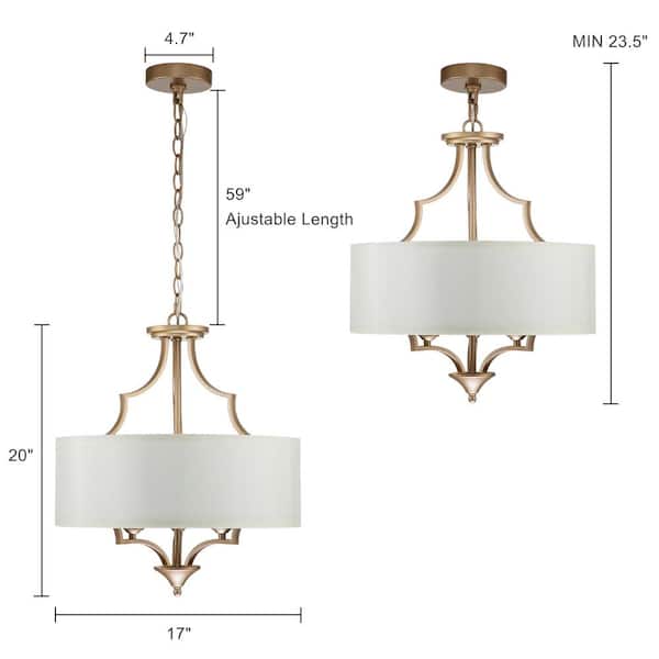 Fricke 3-Light Drum Shade Chandelier with Farmhouse Fabric Shade