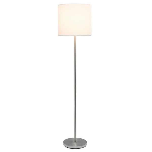 57 in. White Brushed Nickel Drum Shade Floor Lamp