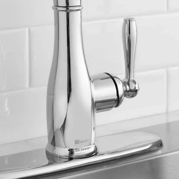 Mandouri Single-Handle Spring Neck Pull-Down Sprayer Kitchen Faucet with Soap Dispenser in Polished Chrome