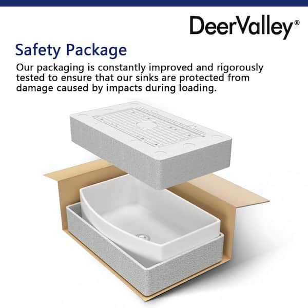 Grove Fireclay 33 in. L x 21 in. W Single Bowl Farmhouse Curved Kitchen Sink with Sink Grid and Basket Strainer