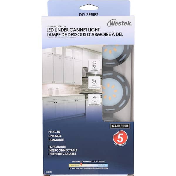 4.6 in. LED Black Puck Light (5-Pack)