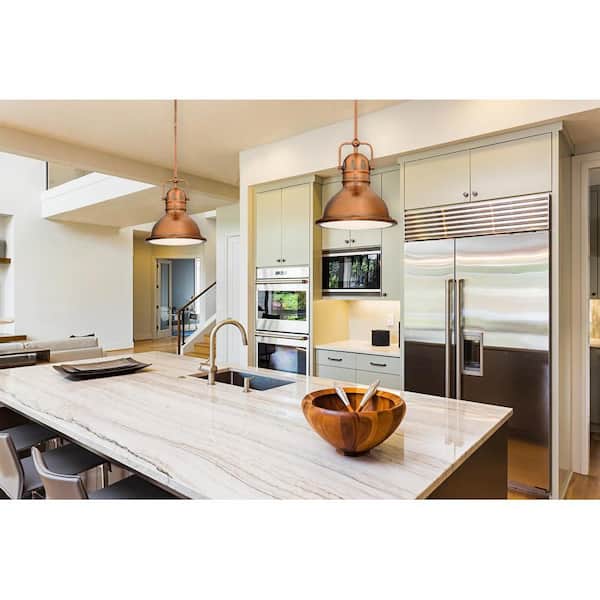 Boswell 1-Light Washed Copper LED Mini Pendant with Frosted Prismatic Acrylic Lens