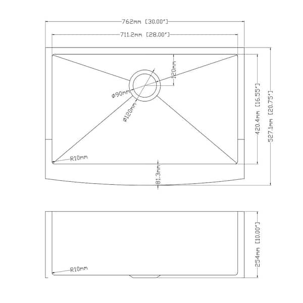30 in. Farmhouse/Apron Front Farm Single Bowl 16-Gauge Round Corner Stainless Steel Kitchen Sink Basin with Bottom Grid