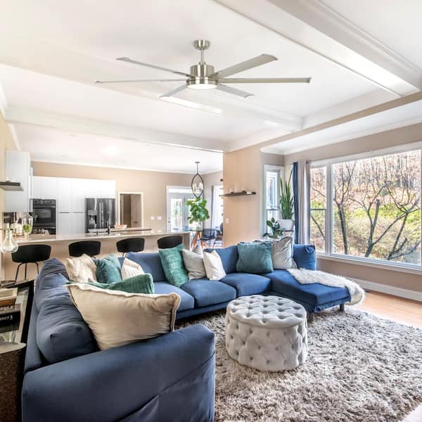 Balachandran 65 in. Integrated LED Brushed Nickel Ceiling Fan with Light and Remote Control