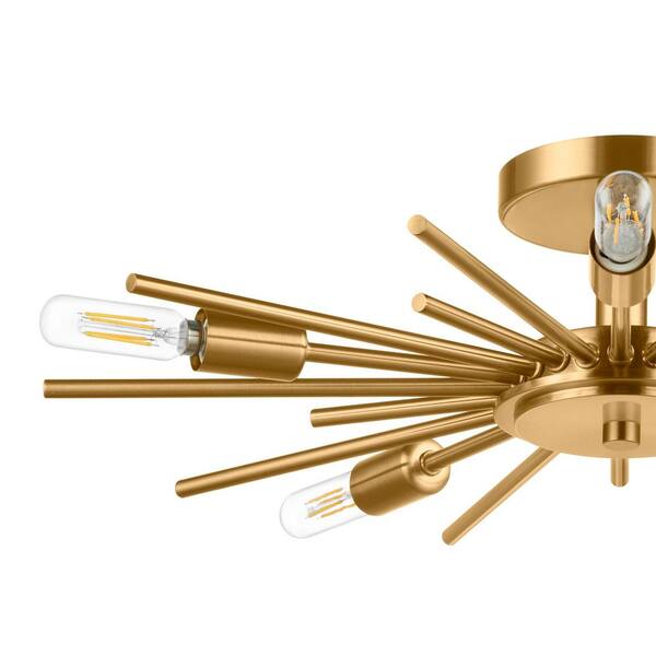 Brookings 21.63 in. 5-Light Brushed Gold Semi-Flush Mount