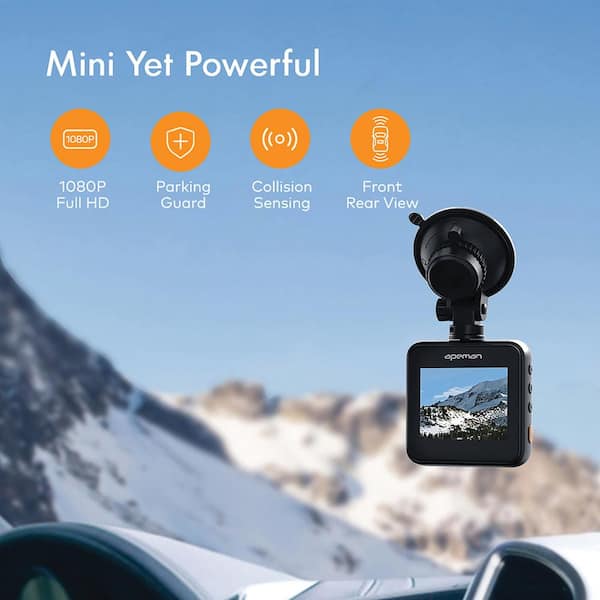 Cube Front and Rear Dash Cams with 170° Field of View and 1080p/720p HD
