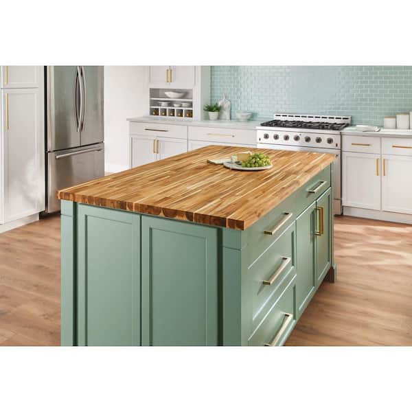 6 ft. L x 39 in. D Unfinished Acacia Butcher Block Island Countertop in With Standard Edge