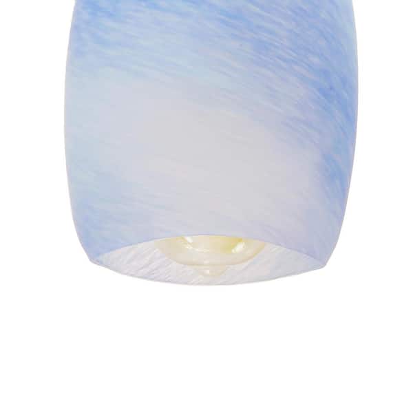 1-Light Oval Nickel Hand Blown Blue Glass Shade Pendant (Pack of 3)