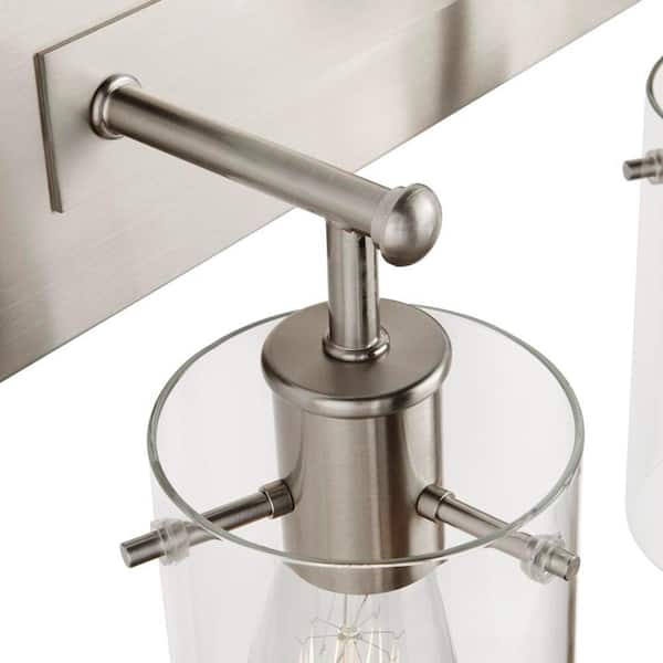 Regan 29.13 in. 4-Light Brushed Nickel Bathroom Vanity Light with Clear Glass Shades