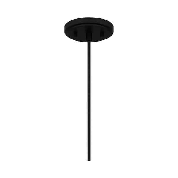 Highler 1-Light Matte Black Pendant with Natural Rattan Shade