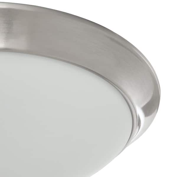 11 in. 120-Watt Equivalent Brushed Nickel 2700K CCT LED Ceiling Light Flush Mount with Frosted White Glass Shade