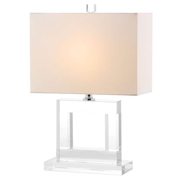 Town 20.5 in. Clear Square Crystal Column Table Lamp with White Shade