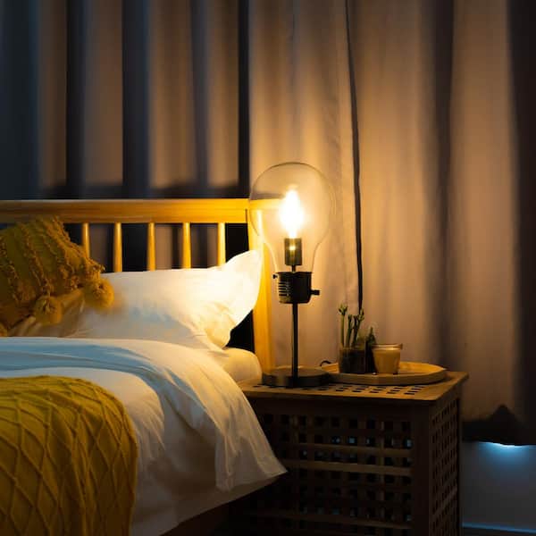 17 in. Dark Nickel Bulb-in-a-Bulb Table Lamp