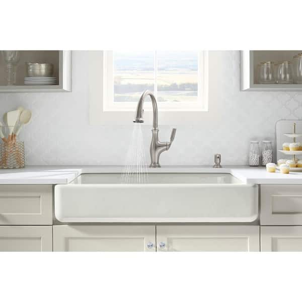 Whitehaven Farmhouse Undermount Apron Front Cast Iron 36 in. Double Bowl with Smart Divide Kitchen Sink in White