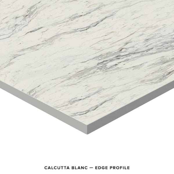 8 ft. L x 25 in. D Engineered Composite Countertop in Calcutta Blanc with Satin Finish