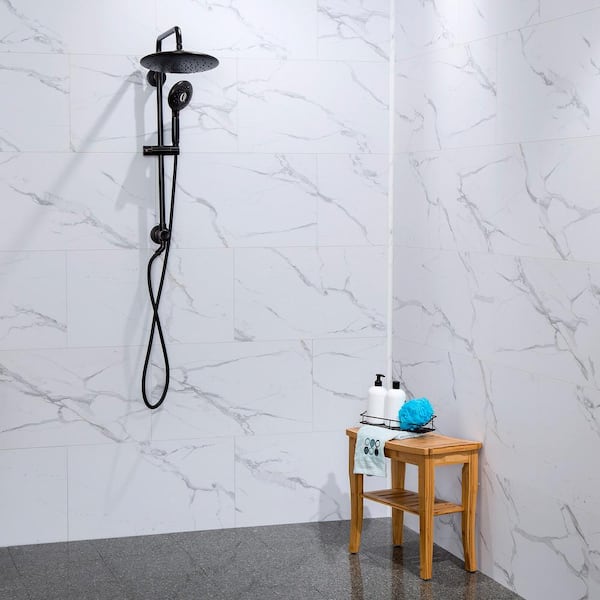 25.6 in. L x 14.8 in. W Carrara Marble No Grout Vinyl Wall Tile (21 sq. ft./case)