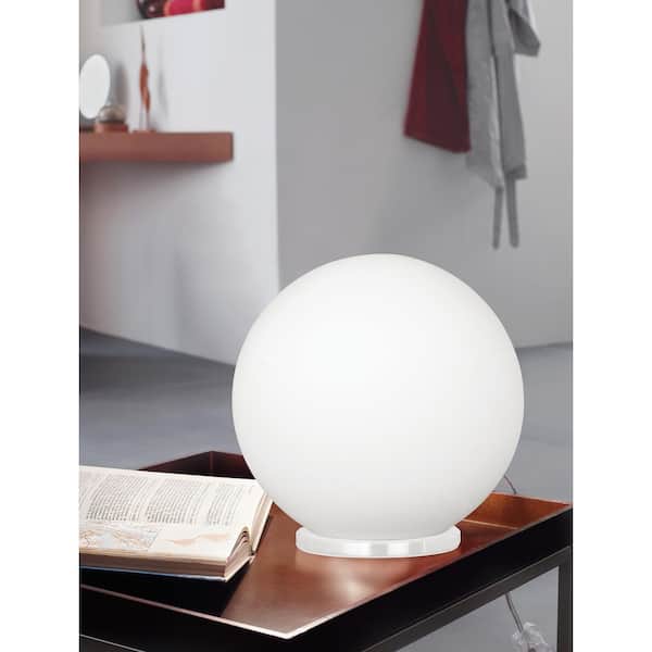Rondo 7.88 in. W x 8.25 in. H White Table Lamp with Frosted Opal Glass Shade