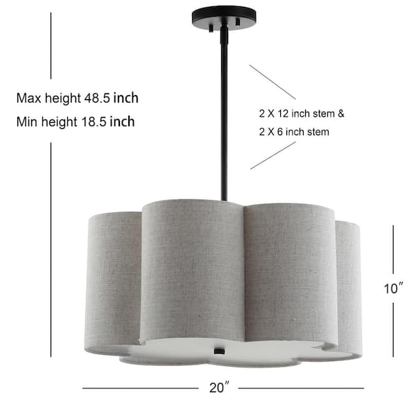 Heather 20 in. 4-Light Oil Rubbed Bronze Adjustable Metal LED Pendant