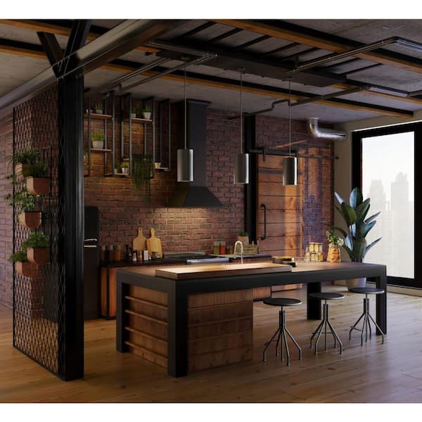 Cylinder Collection 6 in. 1-Light Black LED Modern Outdoor Pendant Hanging Light