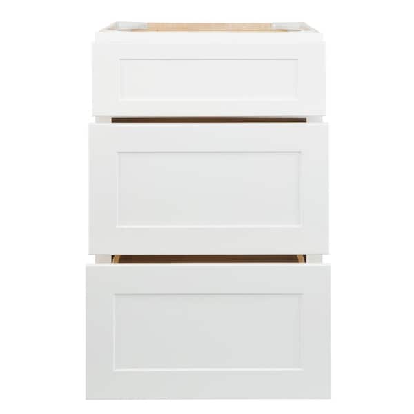 Bremen Ready to Assemble 21x34.5x24 in. Shaker Base Drawer with 1 Standard Drawer with 2 Deep Drawers in White