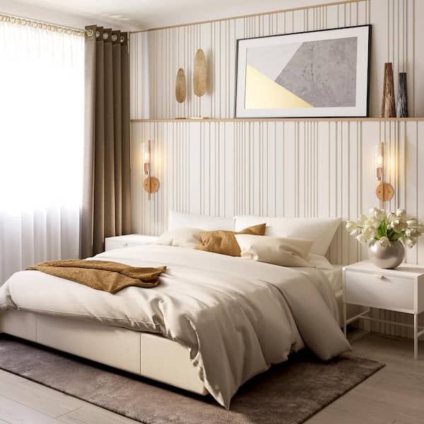 17 in H. Modern Cylinder Powder Room Wall Sconce 1-Light Large Brass Gold Bathroom Single Light with Seeded Glass Shade