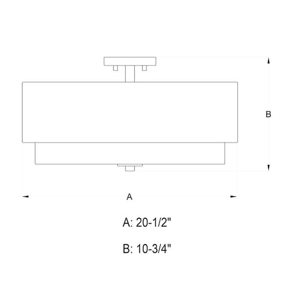 Burnaby 20.5 in. W Brass Mid-Century Modern Drum Semi-Flush Mount Ceiling Light White Linen
