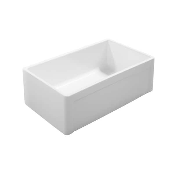 Bradstreet II 30 in. Farmhouse Single Bowl Crisp White Fireclay Kitchen Sink with Disposal Drain