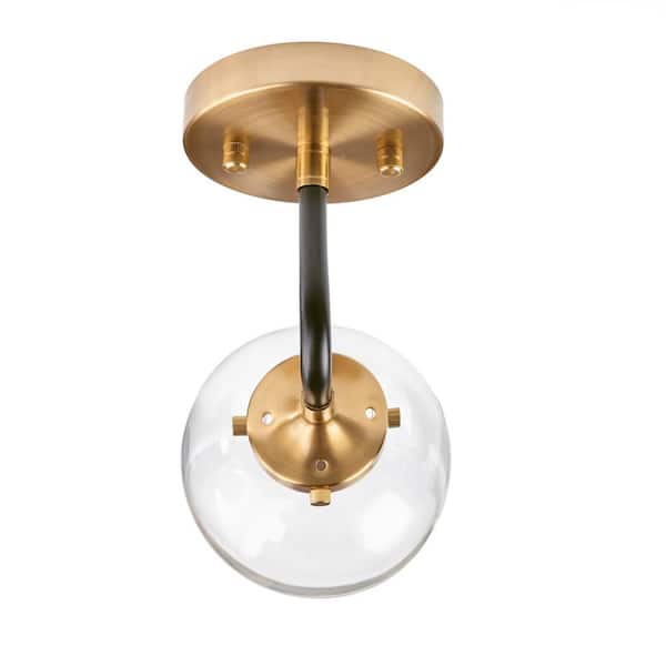 1-Light Matte Black and Antique Gold Wall Sconce