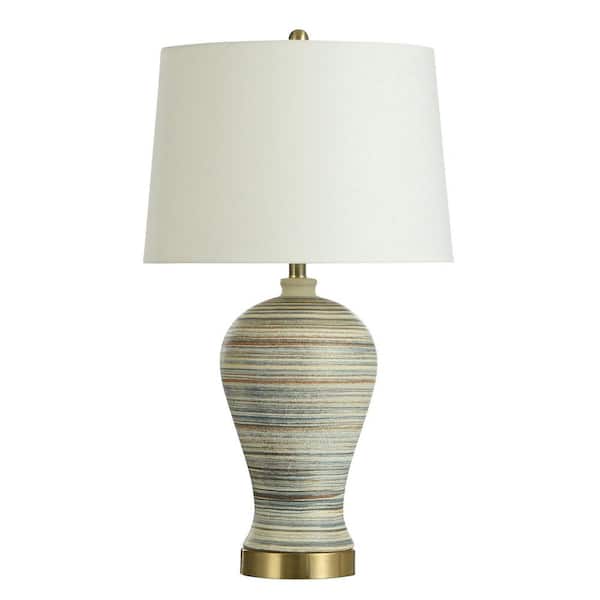 Apache 30 in. Earthy/Brushed Gold/Off-White Table Lamp