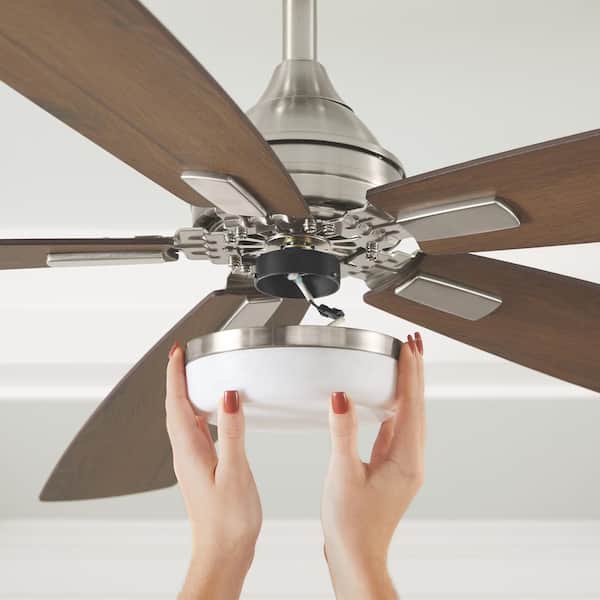 Beckford 52 in. Integrated LED Indoor Brushed Nickel Ceiling Fan with Light and Remote with Color Changing Technology