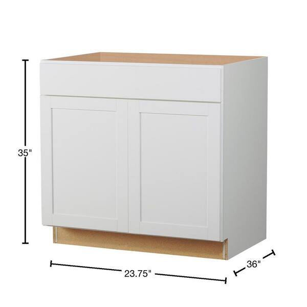 Westfield Feather White Shaker Stock Assembled Base Kitchen Cabinet (36 in. W x 23.75 in. D x 35 in. H)