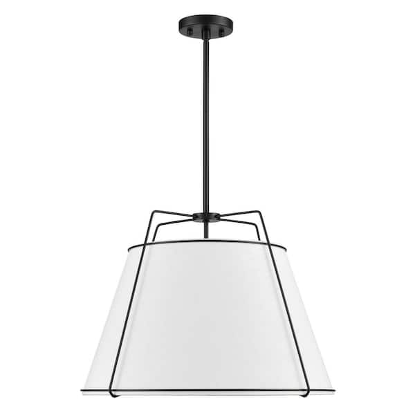 Lise 22 in. 3-Light Black Chandelier with Fabric Shade