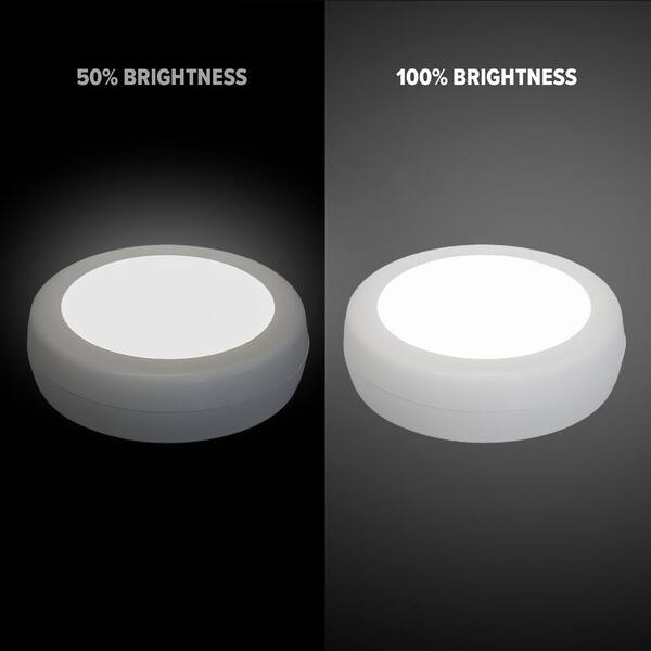 LED White Adjustable Puck Light with Remote and Batteries (6-Pack)