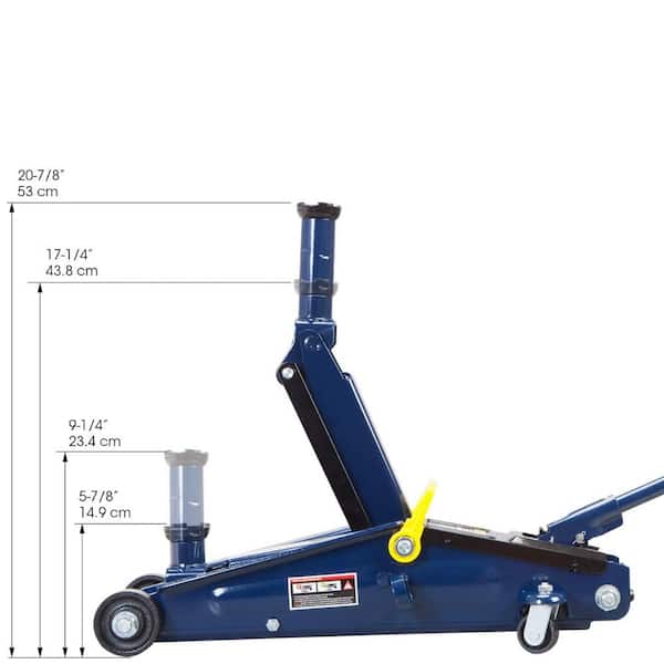 3-Ton Hydraulic Trolley Floor Jack with Extra Saddle, Blue
