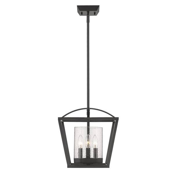 Mercer 12 in. 3-Light Matte Black Semi-Flush Mount