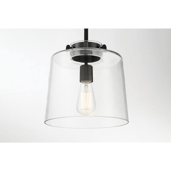 Mullins 10 in. 1-Light Coal Pendant Hanging Light, Modern Industrial Kitchen Pendant Lighting
