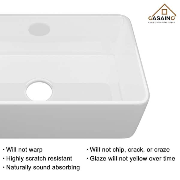 Glossy White Fireclay 30 in. Single Bowl Farmhouse Apron Kitchen Sink with Bottom Grid and Strainers With CUPC Certified