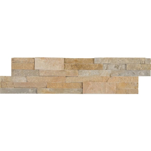 Golden Honey Ledger Panel 6 in. x 24 in. Natural Quartzite Wall Tile (6 sq. ft./case)