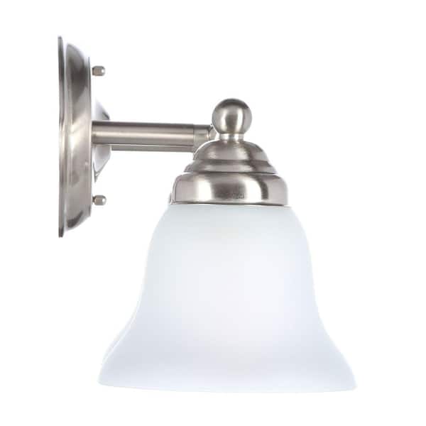 Ashhurst 3-Light Brushed Nickel Classic Traditional Bathroom Vanity Light with Frosted Glass Shades