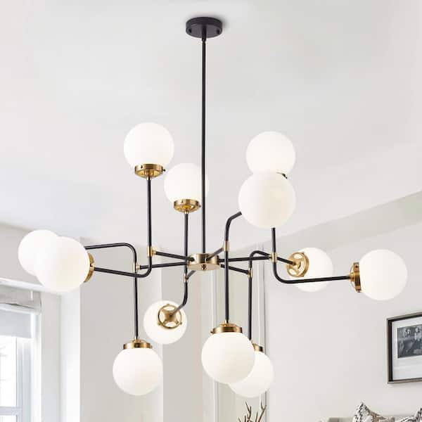 Modern 47.2 in. 12-Light Sputnik Gold Chandelier Industrial Pendant Ceiling Light Fixture