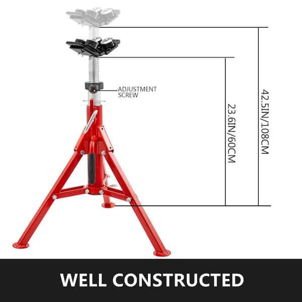 Pipe Jack Stand 1500 lbs. Welding Pipe Stand with 4-Ball Transfer V-Head and Folding Legs Adjustable Height for Welding