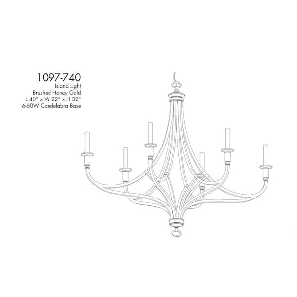 Covent Park 6-Light Brushed Honey Gold Chandelier