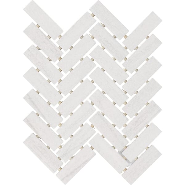 Modern Renewal Parchment 9 in. x 12 in. Glazed Ceramic Herringbone Mosaic Tile (0.6 sq. ft./Each)
