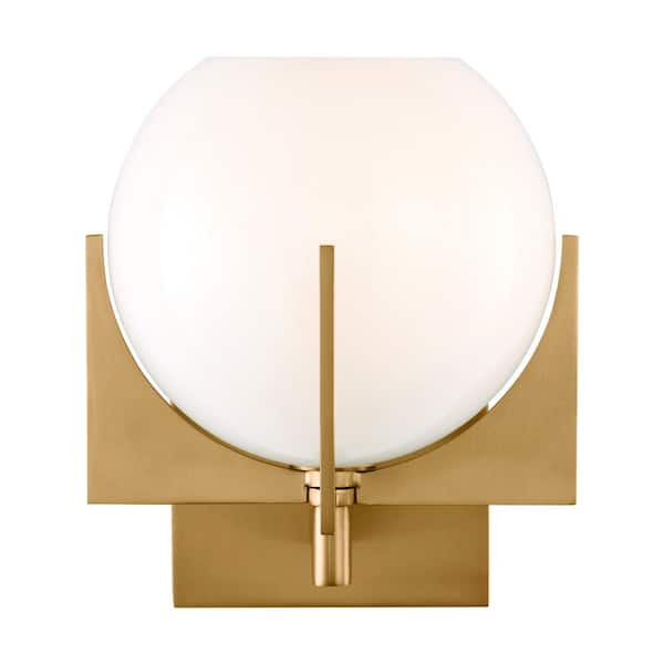 Abbott 4.5 in. Burnished Brass Sconce with Round Milk Glass Shade