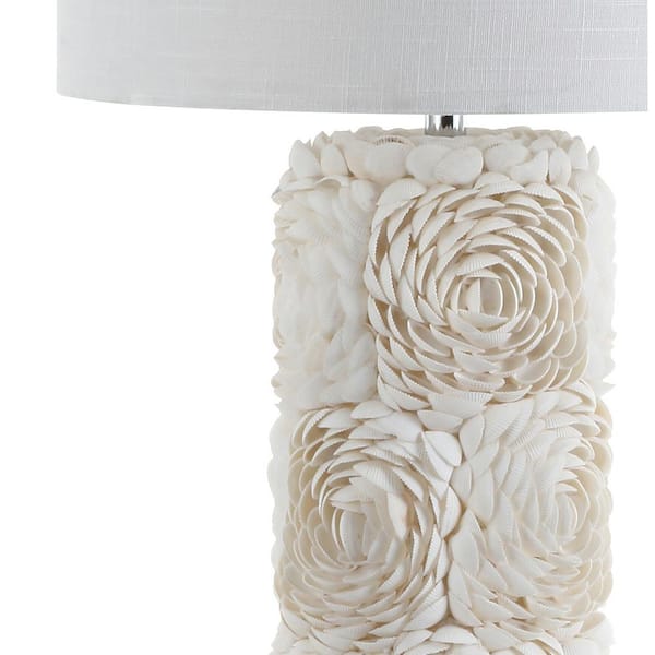 Rosette 28.5 in. Cream Seashell/Resin/Crystal LED Table Lamp