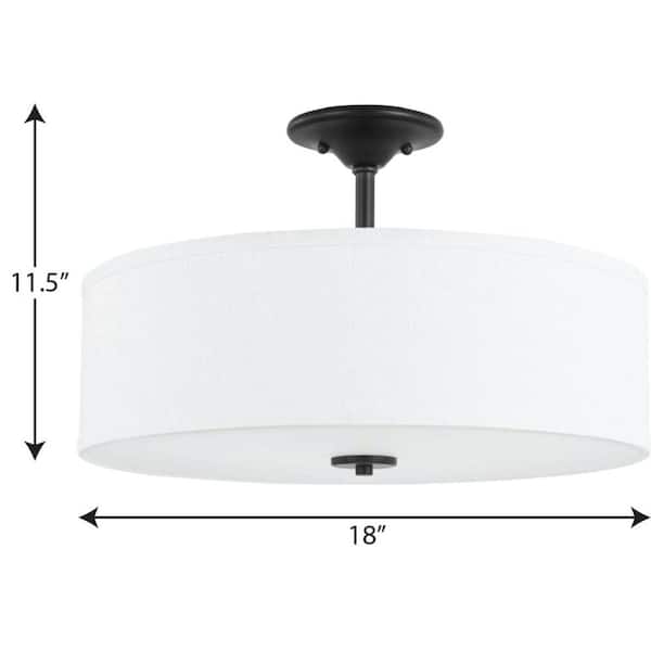 Inspire Collection 18 in. Graphite 3-Light Transitional Bedroom Ceiling Light Drum Semi-Flush Mount