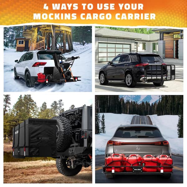 500 lbs. Capacity XL Hitch Mount Cargo Carrier Set w/Folding Shank and 2 in. Raise Includes Cargo Bag Net Straps Locks